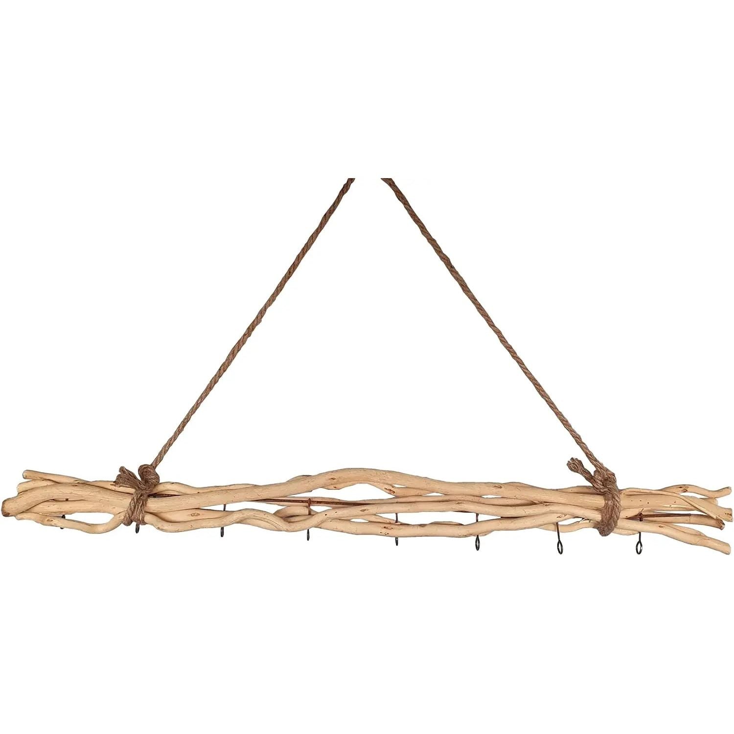 Dekozweig 80 cm aus Holz – Hängeast mit 8 Haken für Fensterdeko & Natur-Dekoration