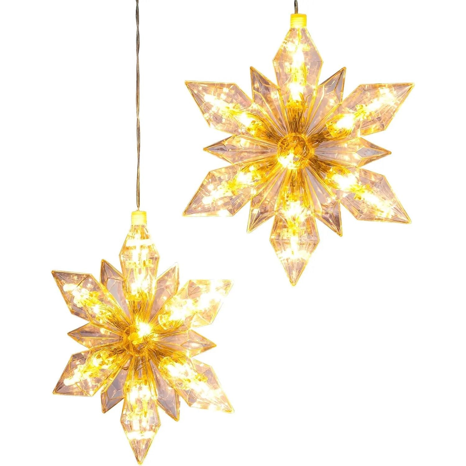 Weihnachten Stern LED 2er Set Beleuchtung Timer warmweiß Lichterkette innen