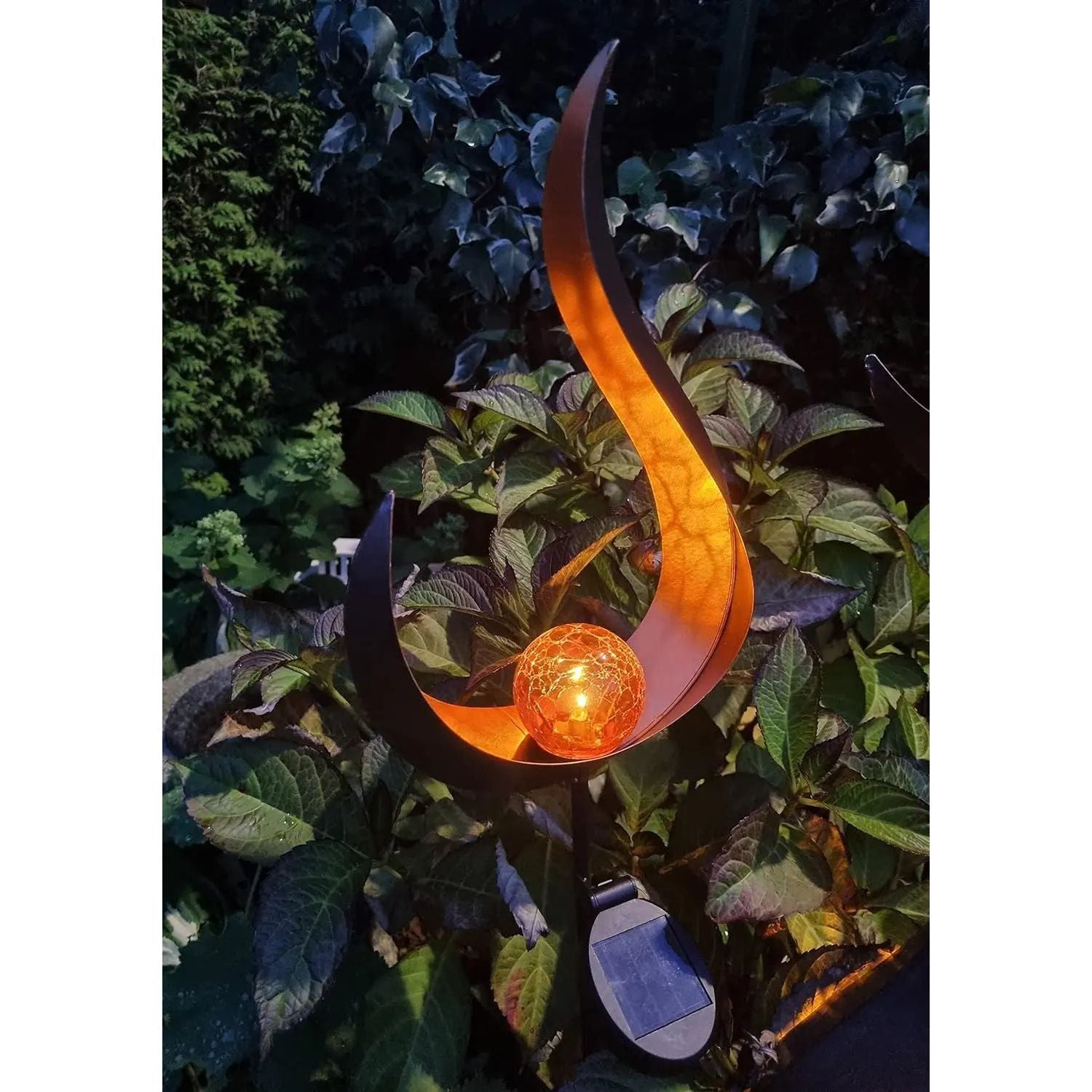 Solarleuchte „SKY“ 90 cm – Schwarze Metall-Solarlampe im Wellen-Design für Garten & Balkon