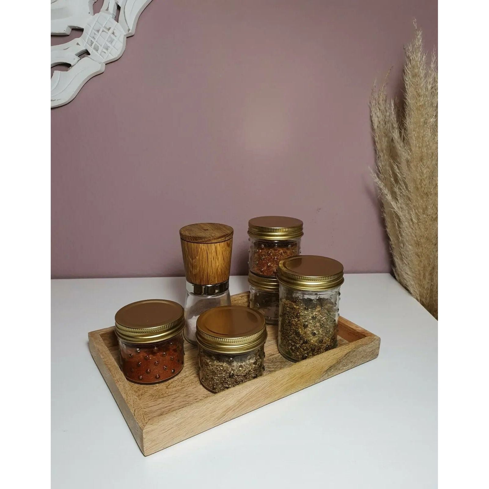 Mangoholz-Tablett 33×22 cm – Dekotablett aus Mango-Holz für natürliche Tischdeko