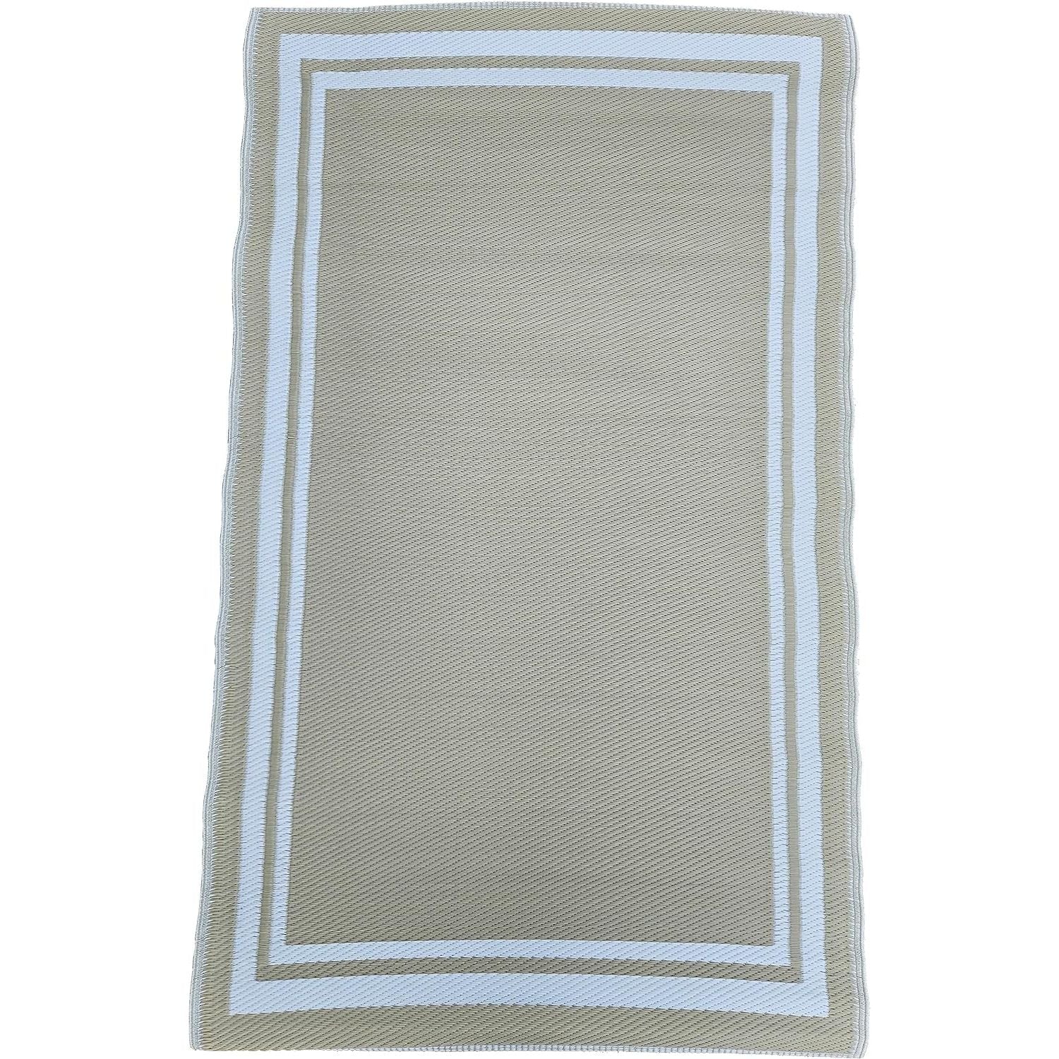 Outdoor-Teppich 150×90 cm Beige-Weiß – Wetterfester Balkonteppich für Balkon & Terrasse