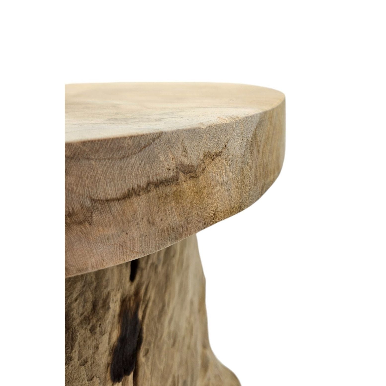 Beistelltisch Teakholz Tisch Natur rund Dekotisch Pflanzentisch Braun Holz Ø25cm