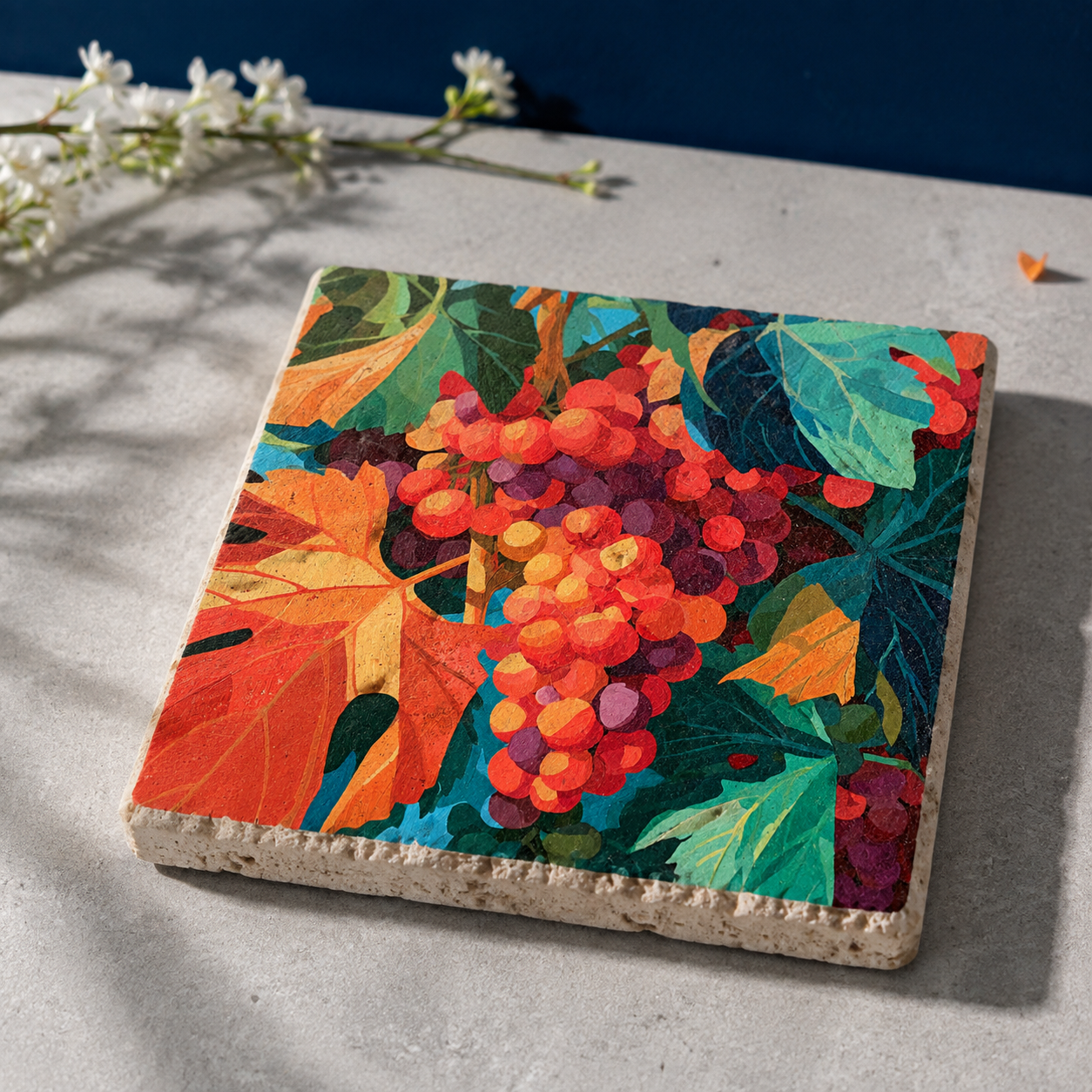 Rebenfarben | Kleines Kunstwerk aus Travertin