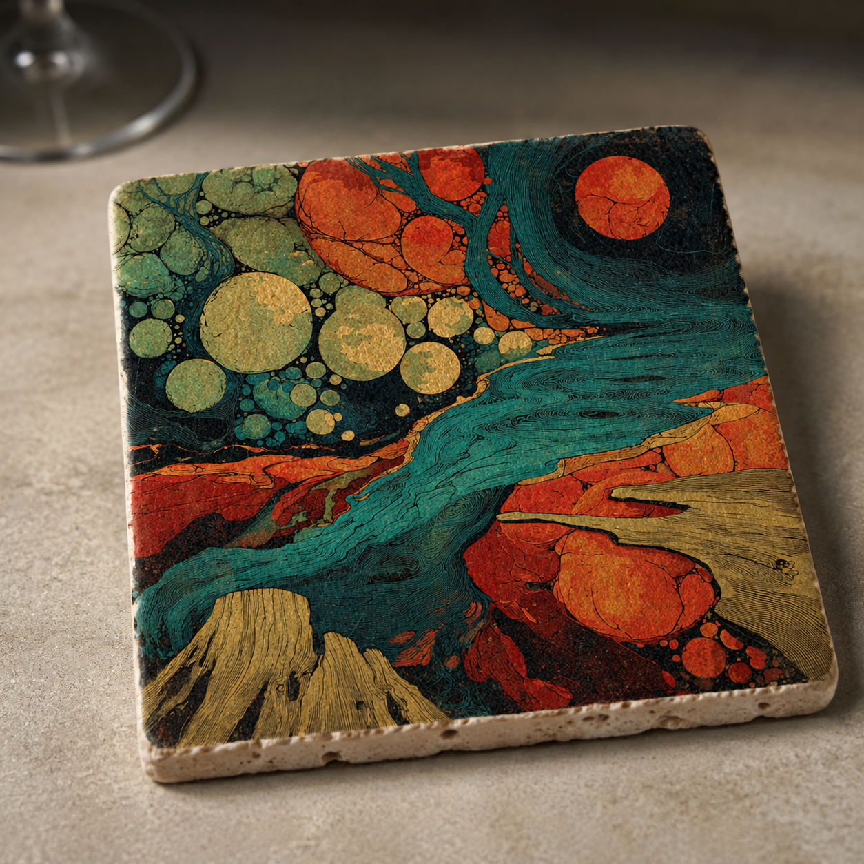 Wein im Werden | Kleines Kunstwerk aus Travertin