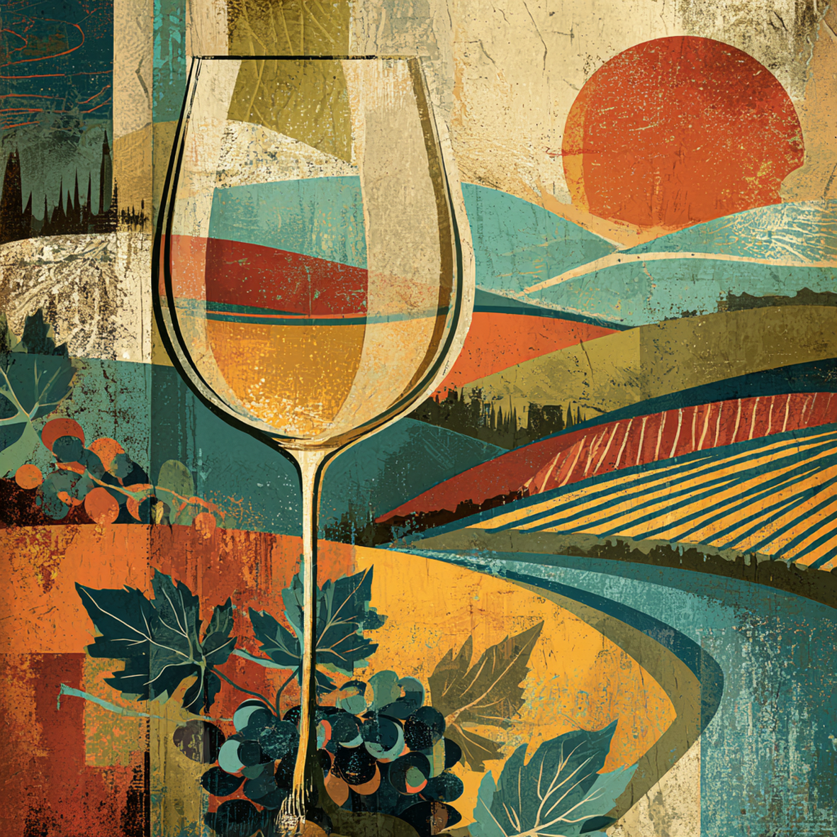 Rheinhessen im Glas | Kleines Kunstwerk aus Travertin