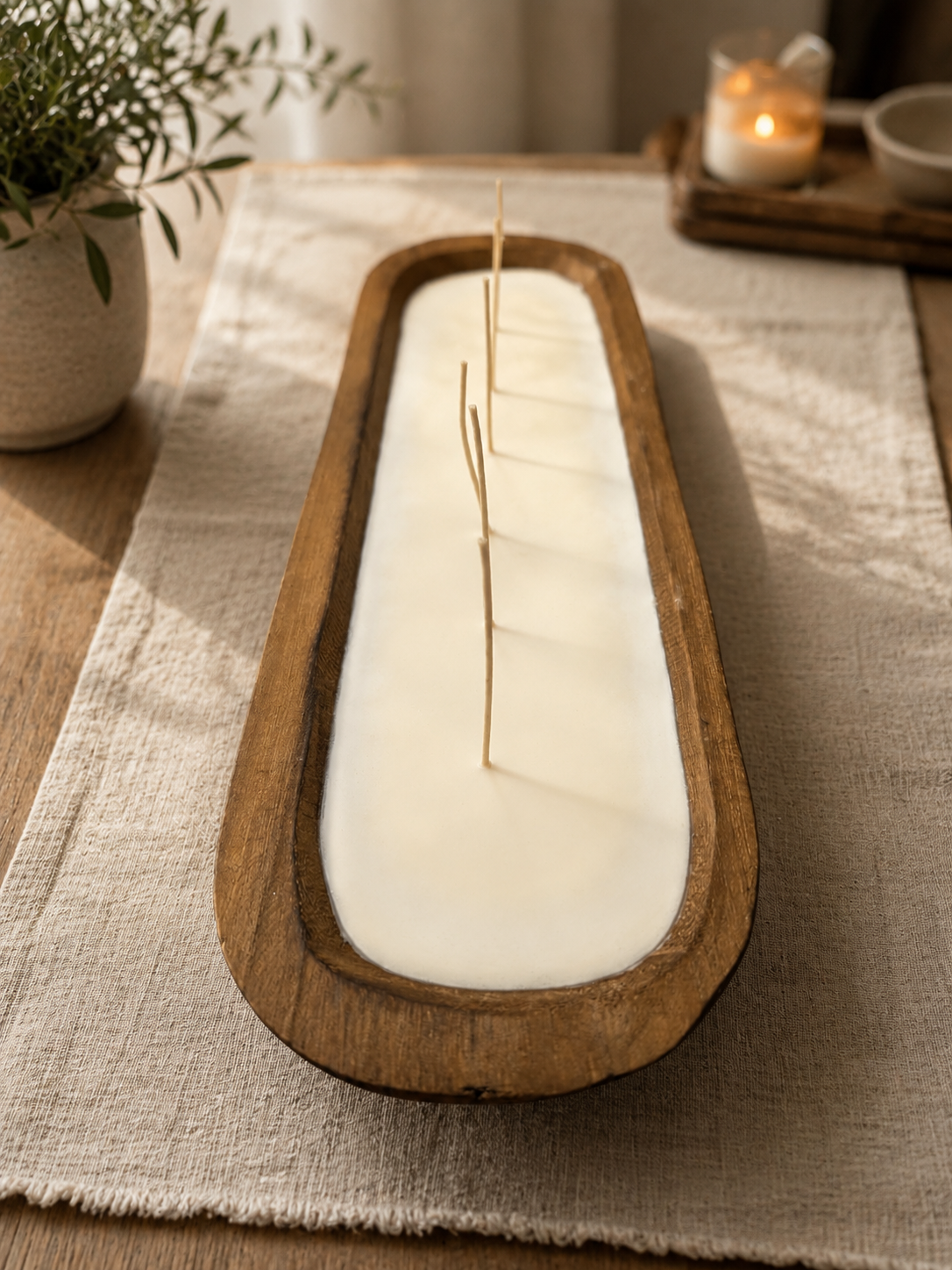 Holzschalenkerze aus Sojawachs – Pure Edition | Letzte Einzelstücke