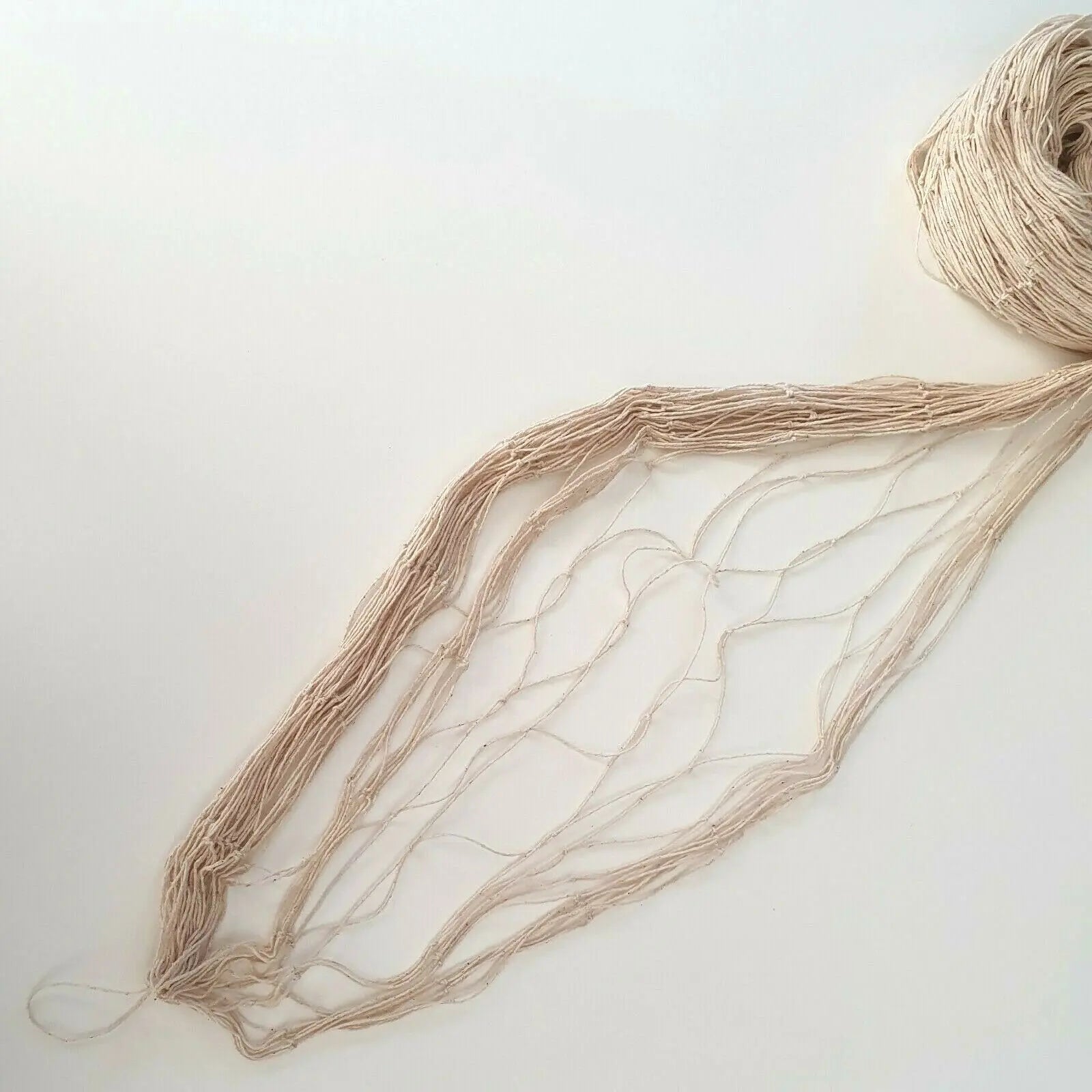 Dekonetz 200×400 cm Weiß/Natur – Maritimes Fischernetz aus Baumwolle für Deko & Wandgestaltung