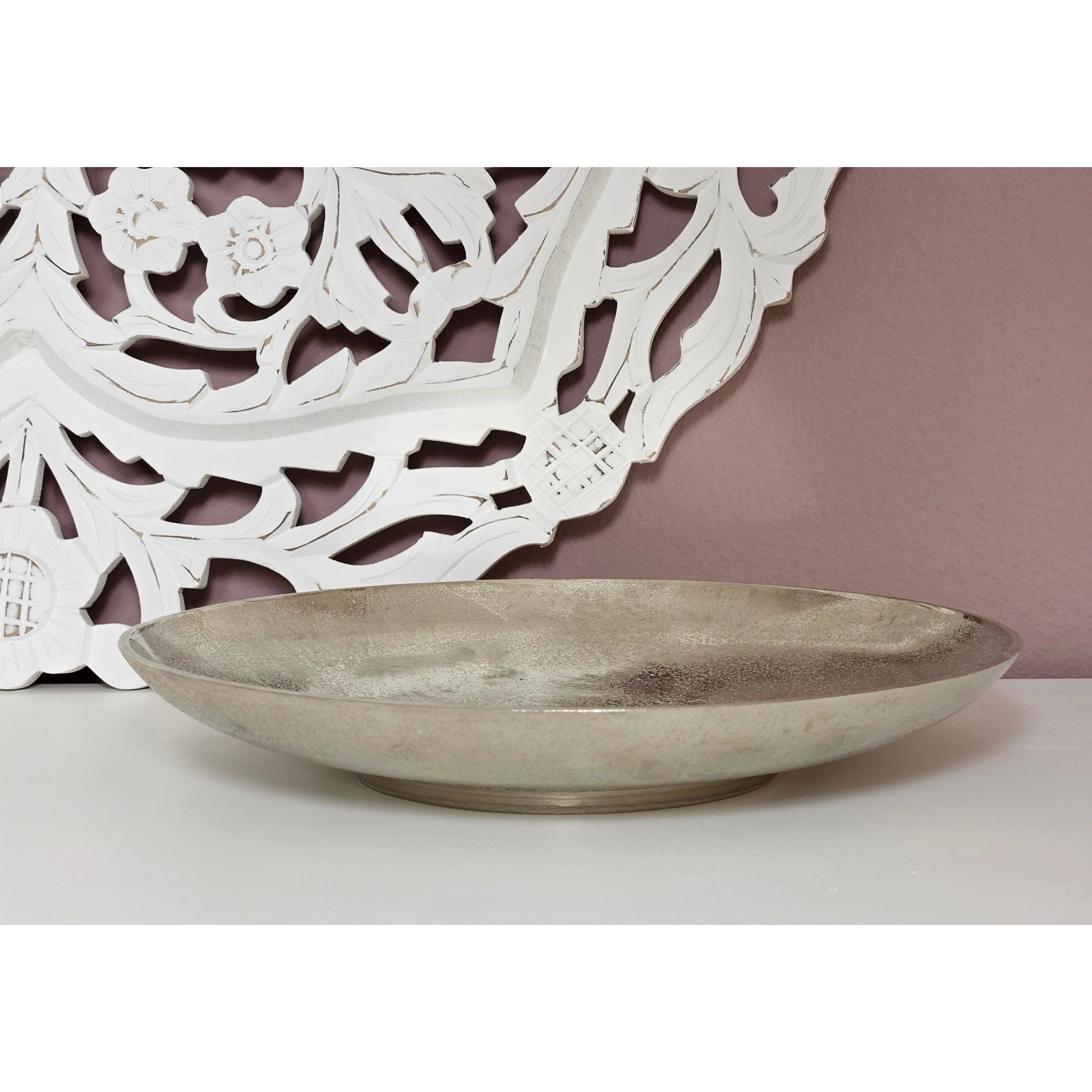 Dekoschale MILA Ø 38 cm – Silberne Metallschale als Deko- & Kerzenschale