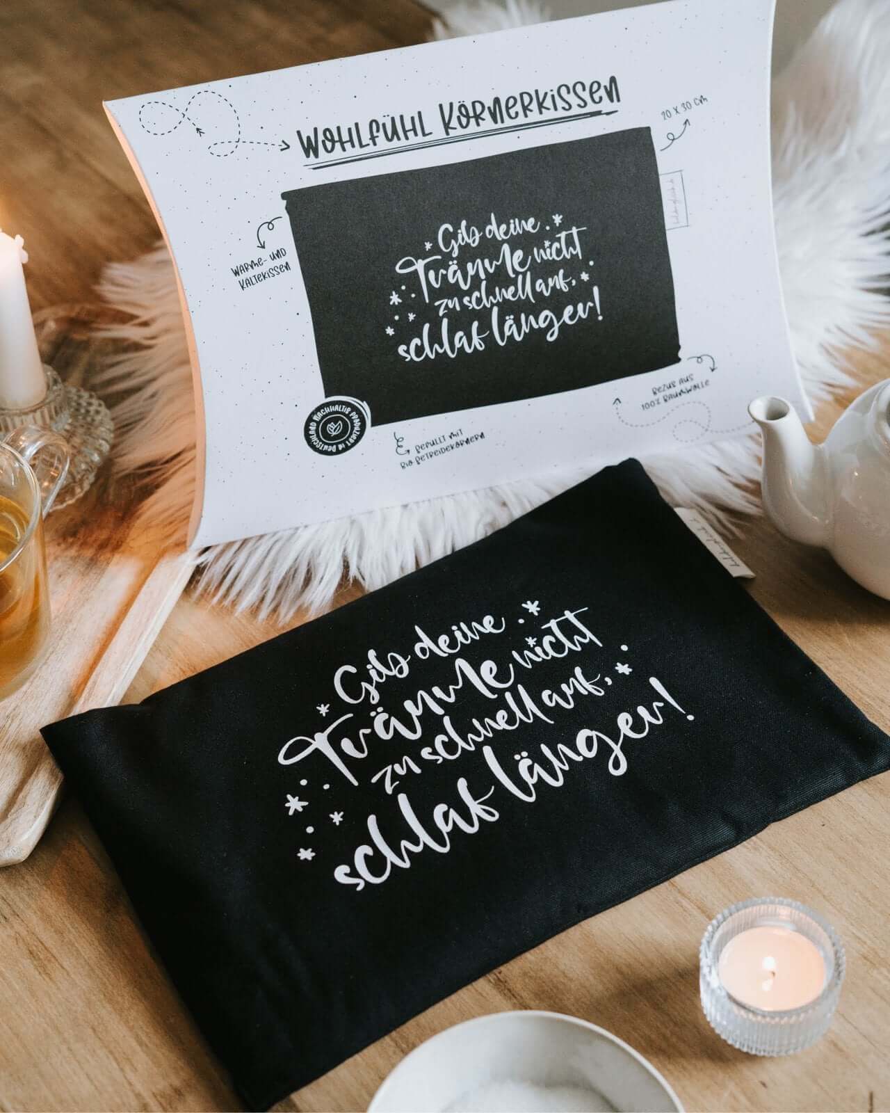 Schlaf länger · Körnerkissen