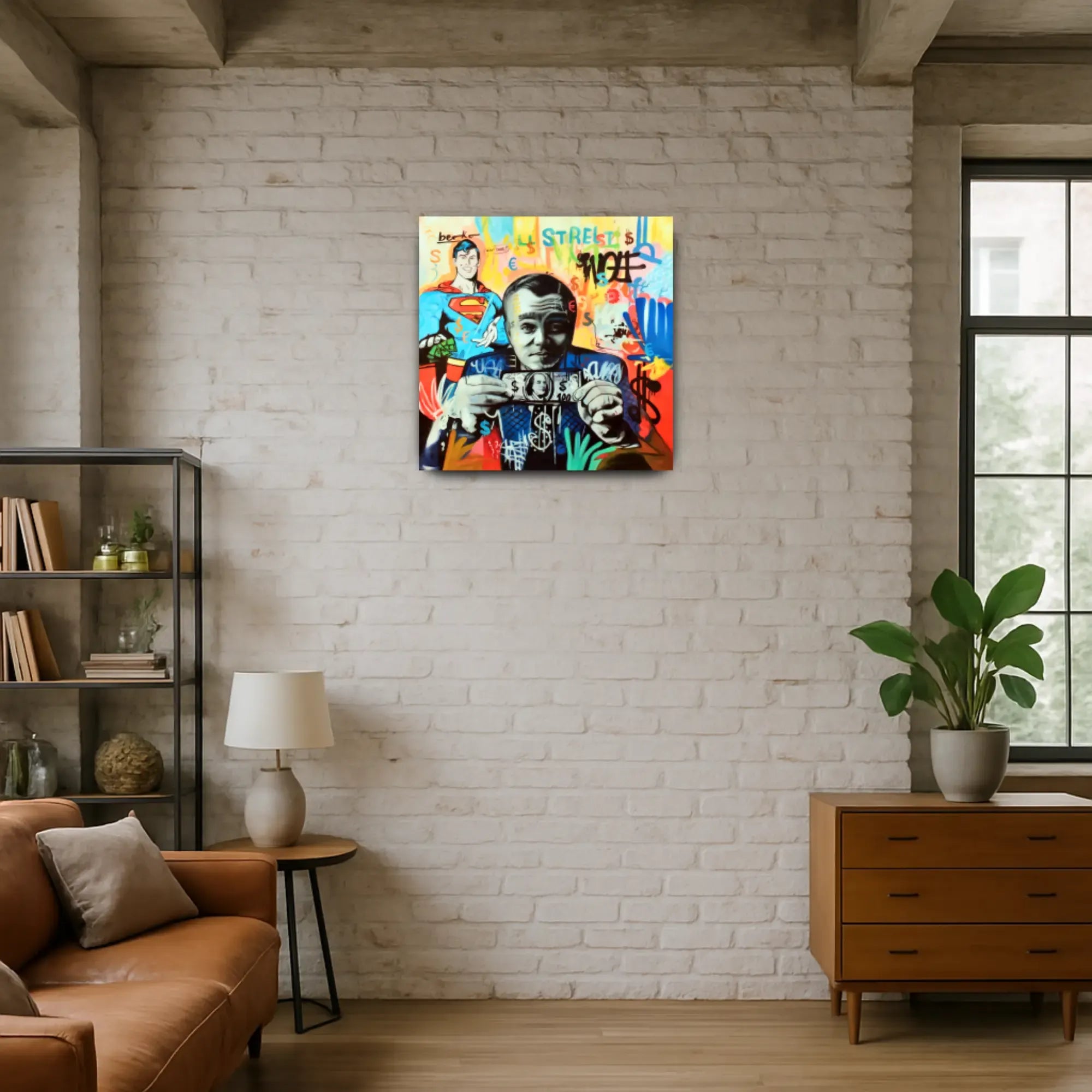 Großes Gemälde - Superman trifft Wall Street