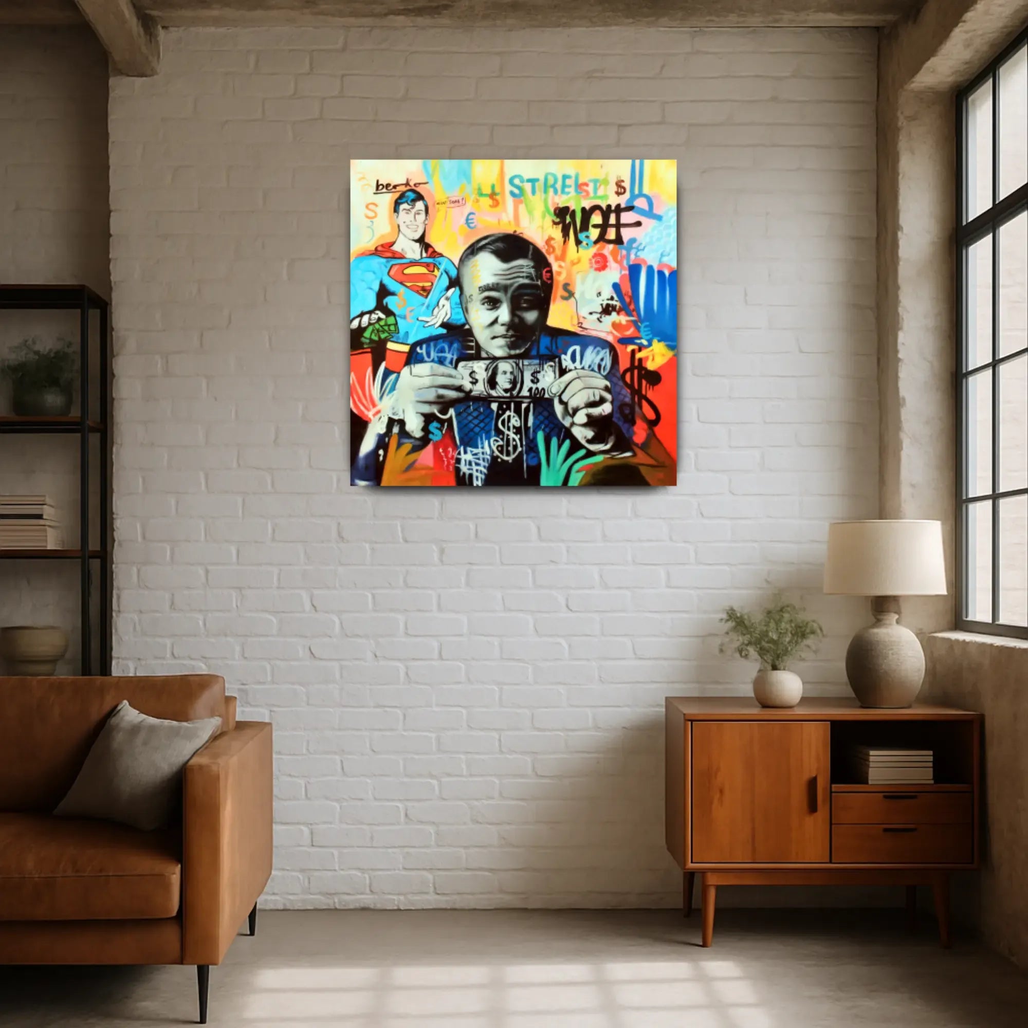 Großes Gemälde - Superman trifft Wall Street