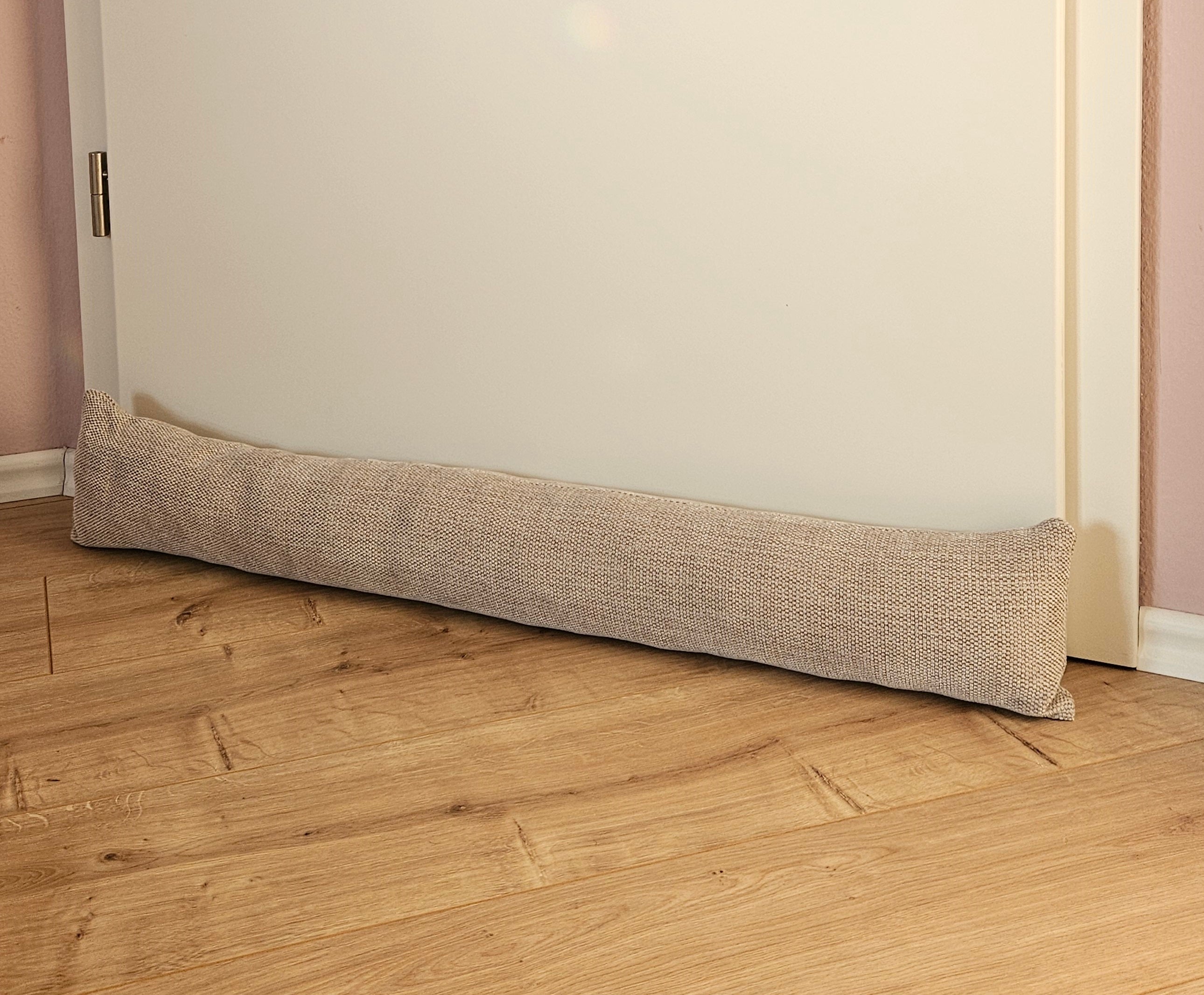 Zugluftstopper Türdichtung Türwindstopper Türen und Fenster Stoff grau creme beige 90 cm