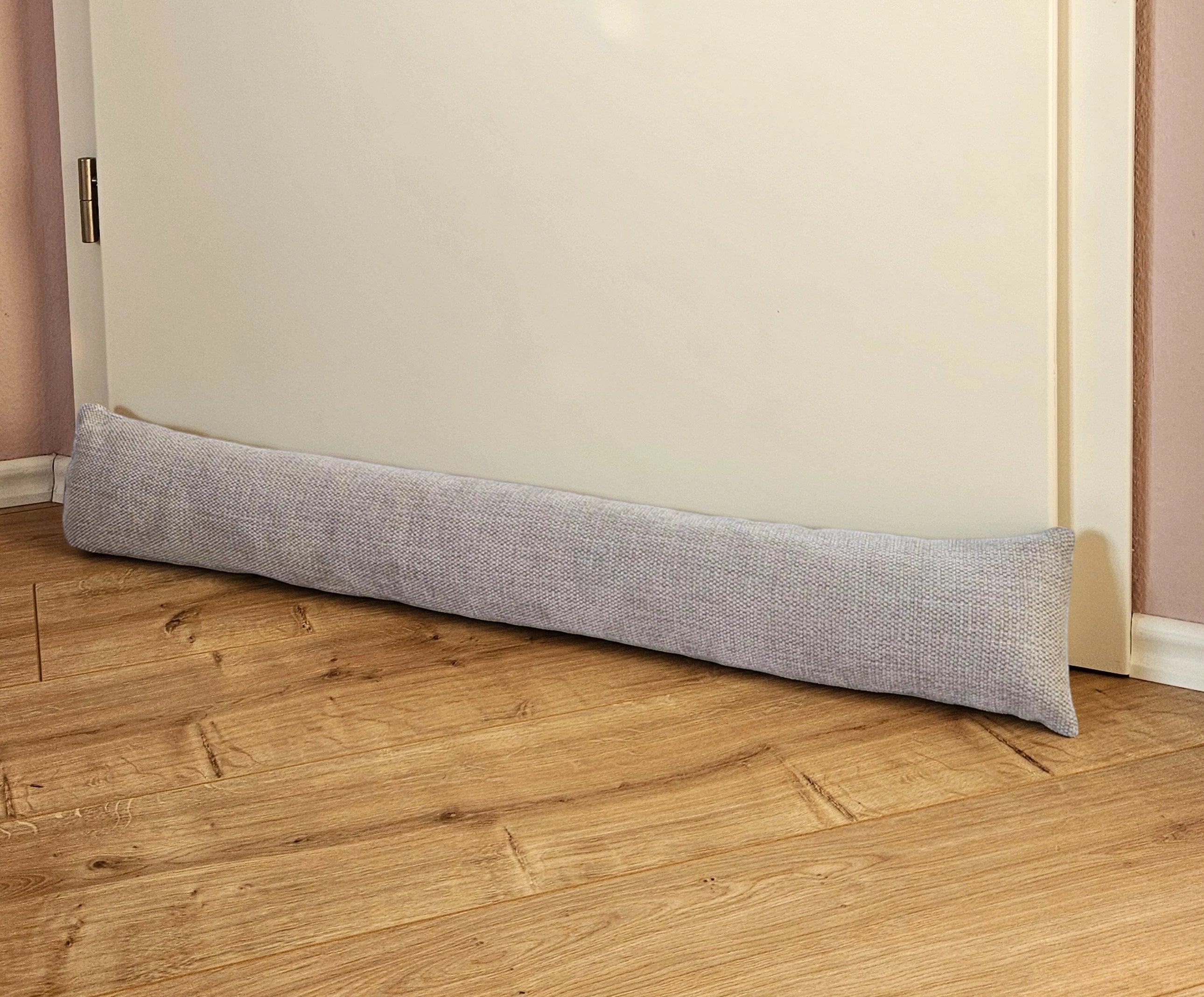 Zugluftstopper Türdichtung Türwindstopper Türen und Fenster Stoff grau creme beige 90 cm