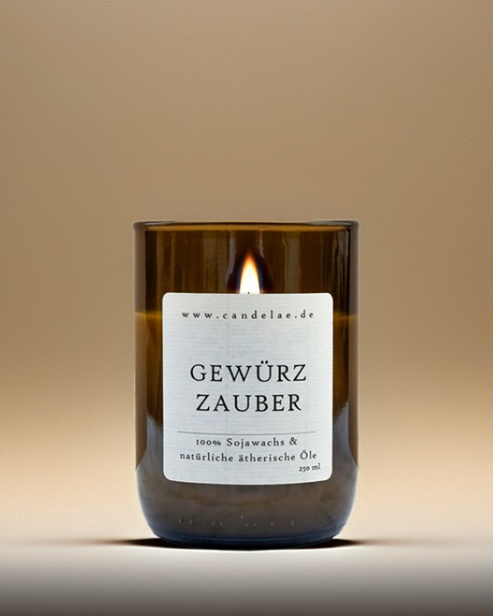 Gewürzzauber Duftkerze aus Sojawachs mit Orange Zitrone und Nelke