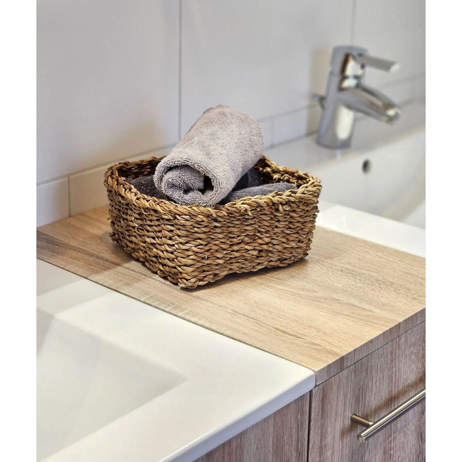 3 Körbe Aufbewahrungskörbe Seegras Korb Dekokorb braun Aufbewahrungskorb 3er Set