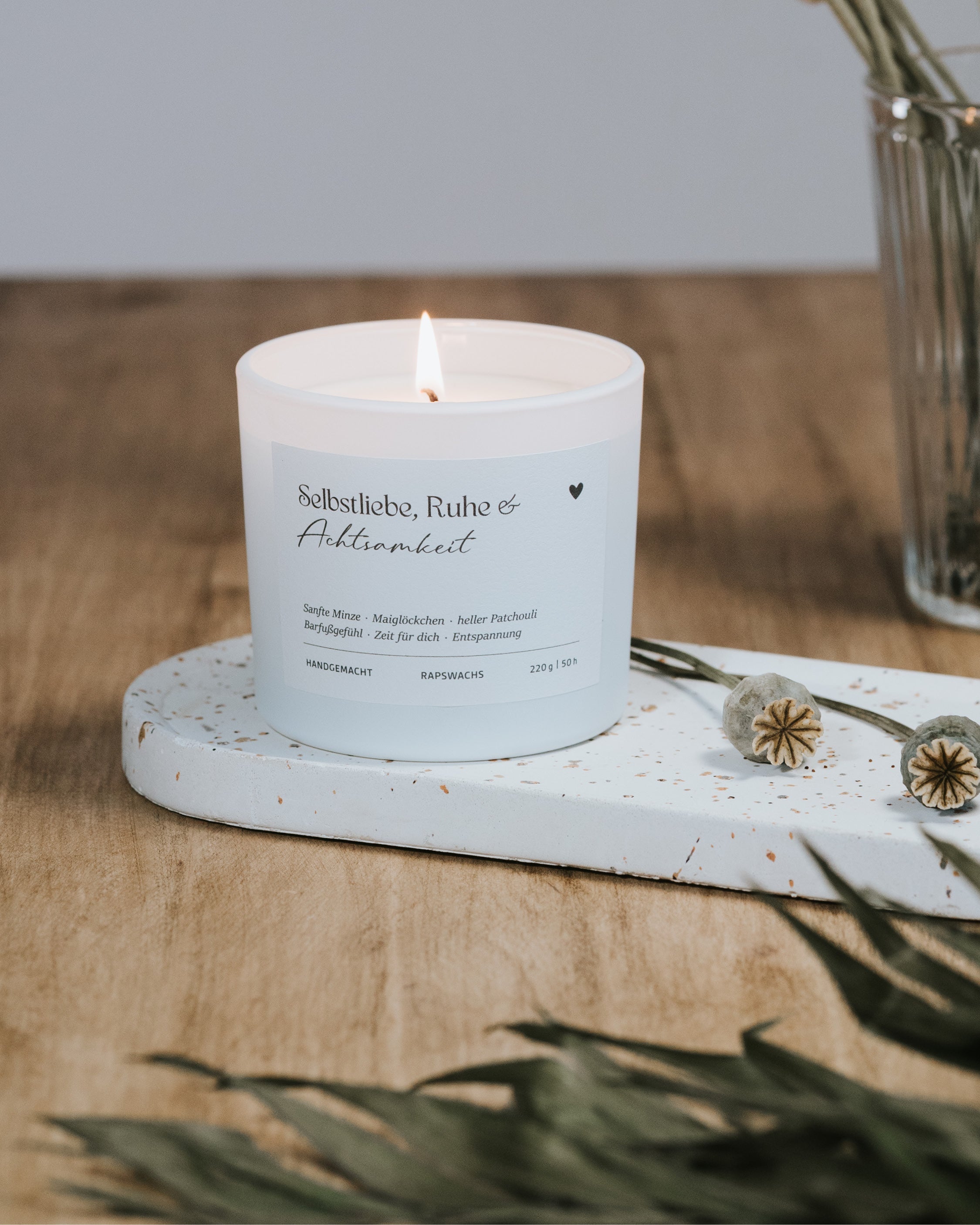 Selbstliebe, Ruhe und Achtsamkeit · Duftkerze