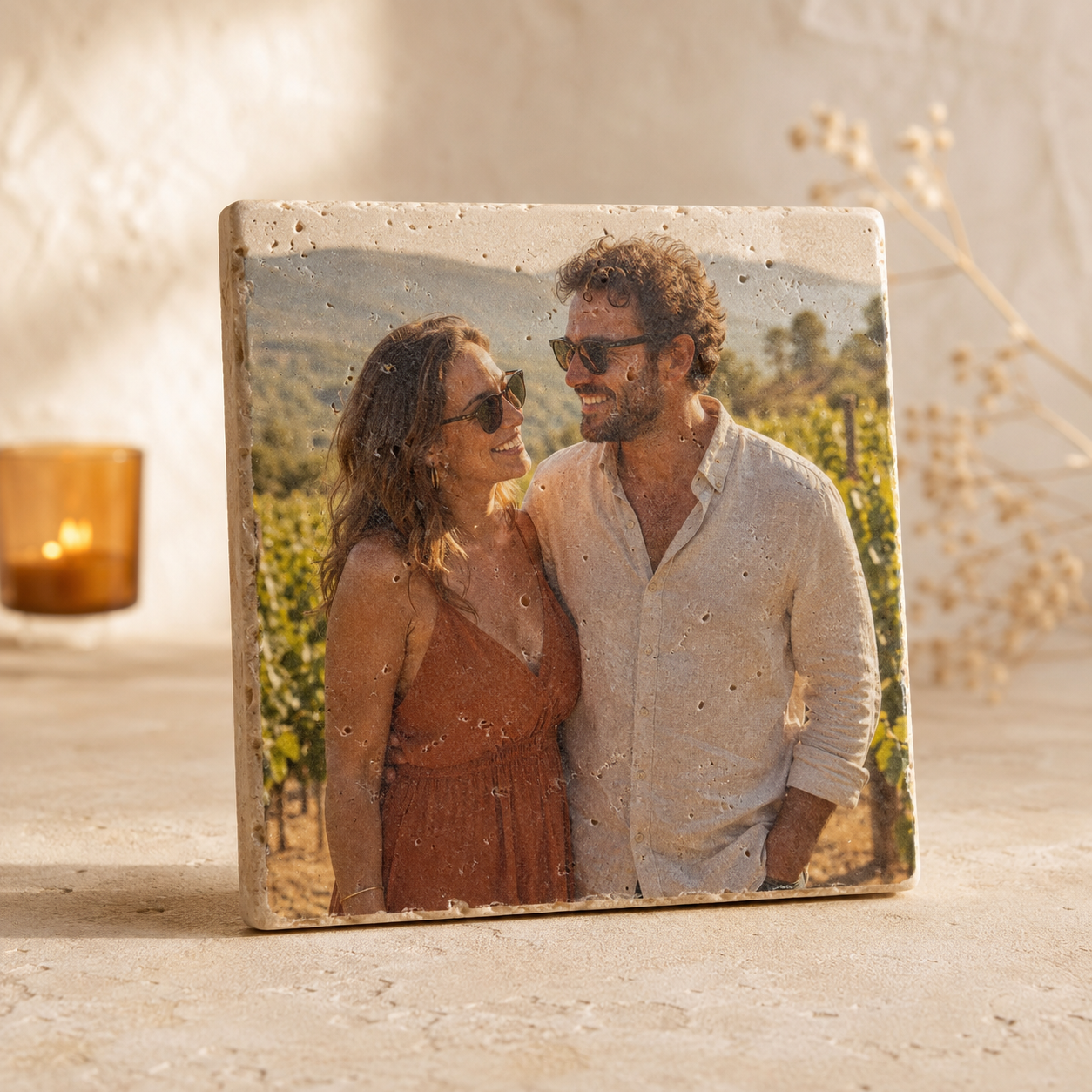 Foto auf Travertin – personalisiertes Kunstwerk mit eigenem Foto bedruckt, Beispielmotiv