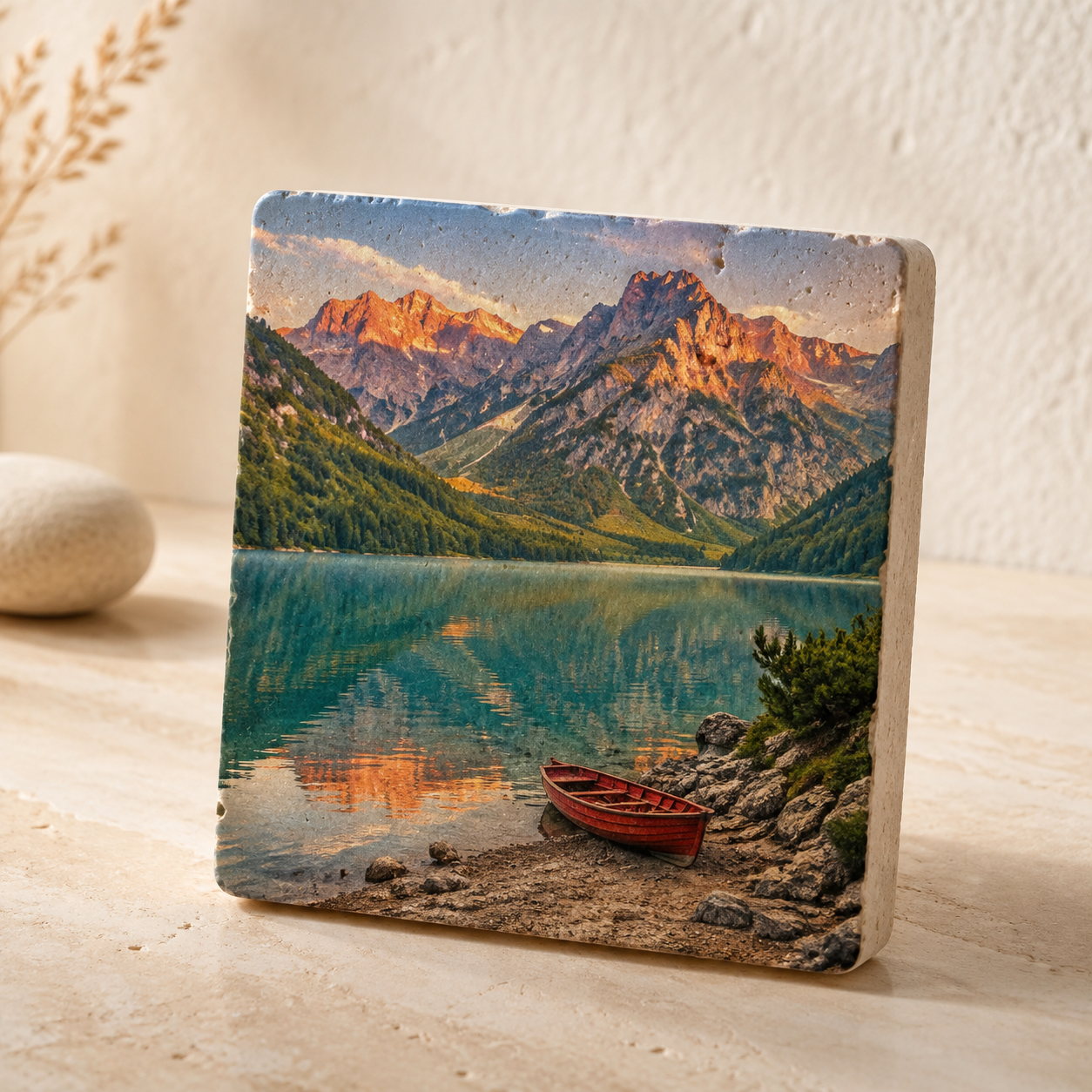 Foto auf Travertin – personalisiertes Kunstwerk mit eigenem Foto bedruckt, Detailansicht