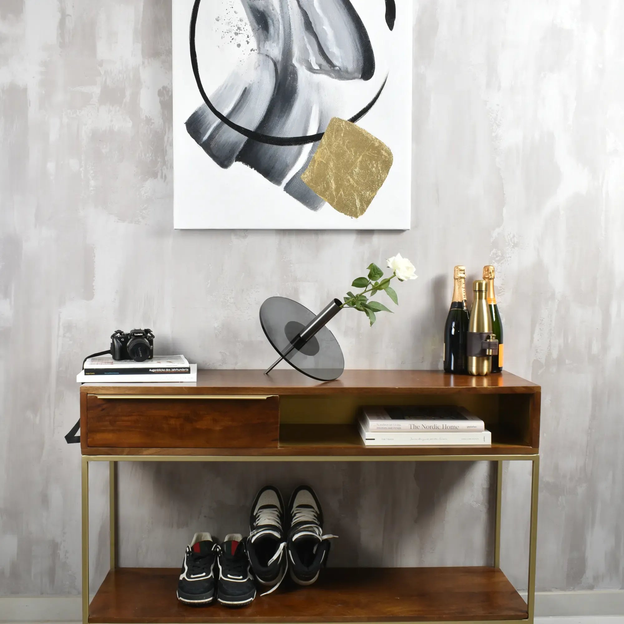 Dekovase - Moderne Design Vase mit Metallständer - Kreiselvaso Giro