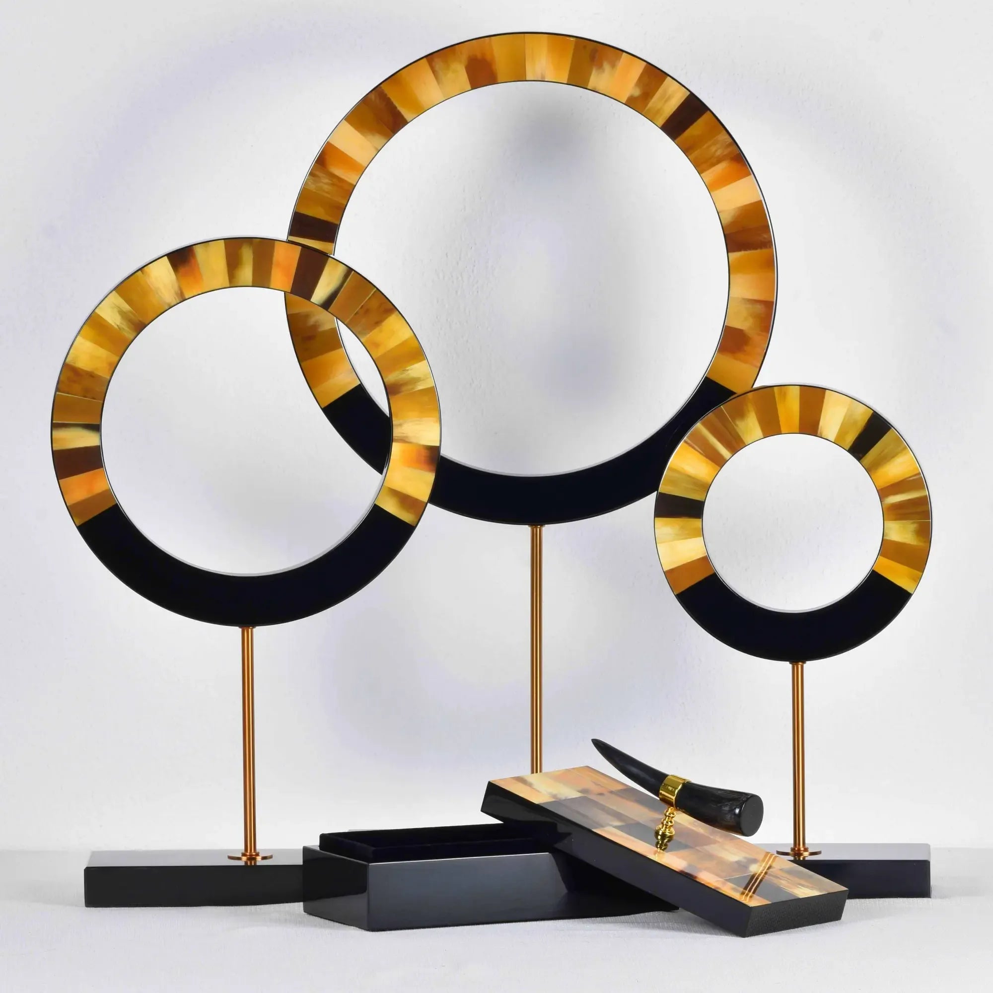 Dekoobjekt-Set - aus 3 Holzringen - Tisch und Regal Holzdekoration Designer Ringe Evidenza