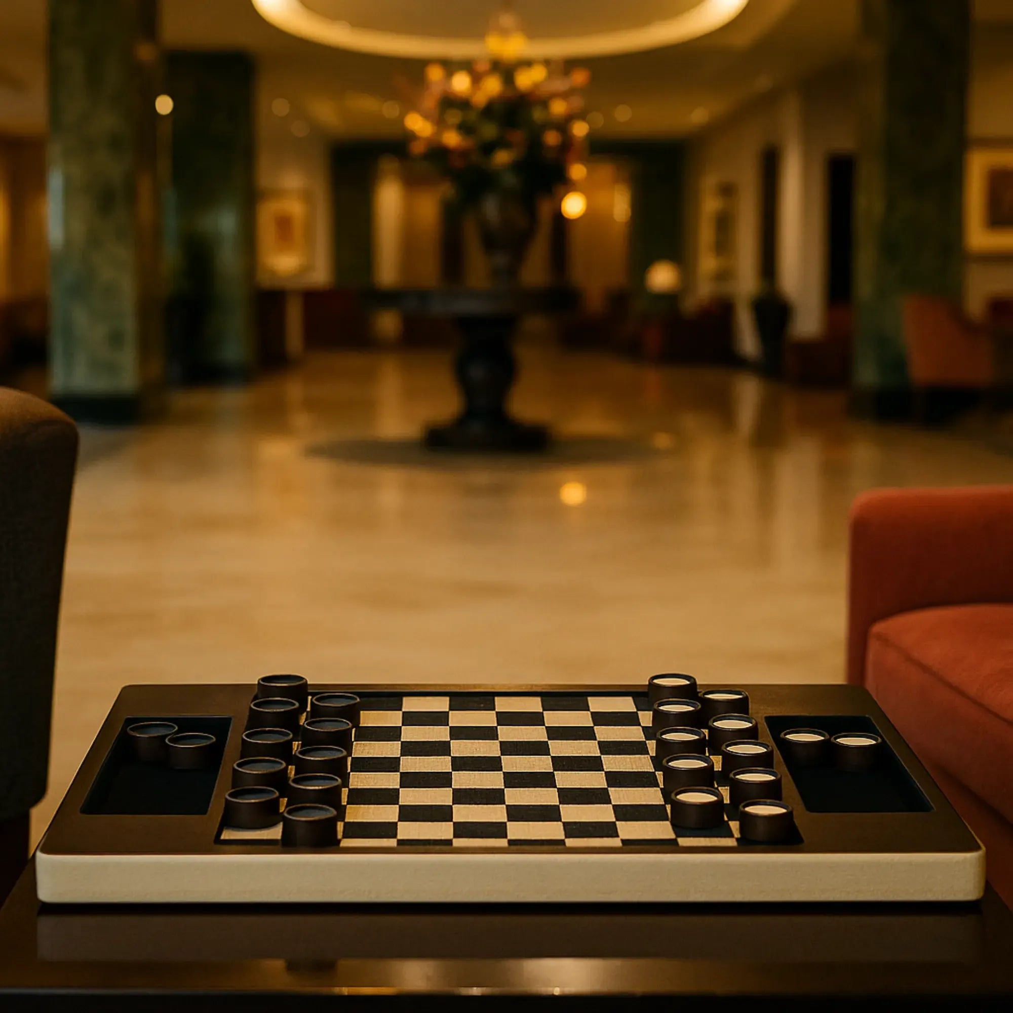 Damespiel - Checkers Brettspiel - Exklusives Strategiespiel Elegance Checkers Damespiel