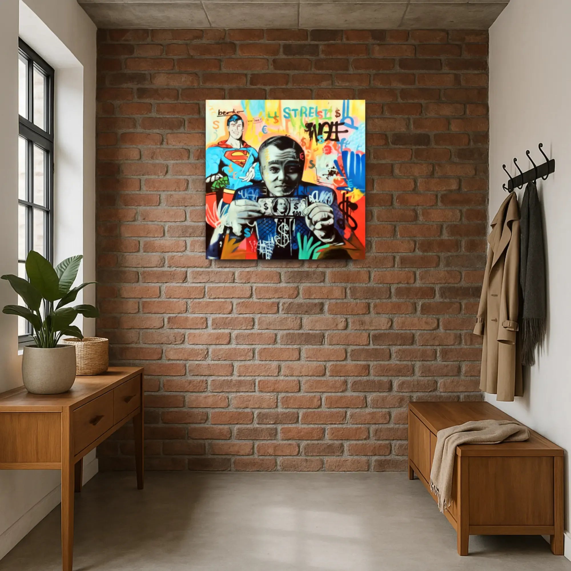 Großes Gemälde - Superman trifft Wall Street