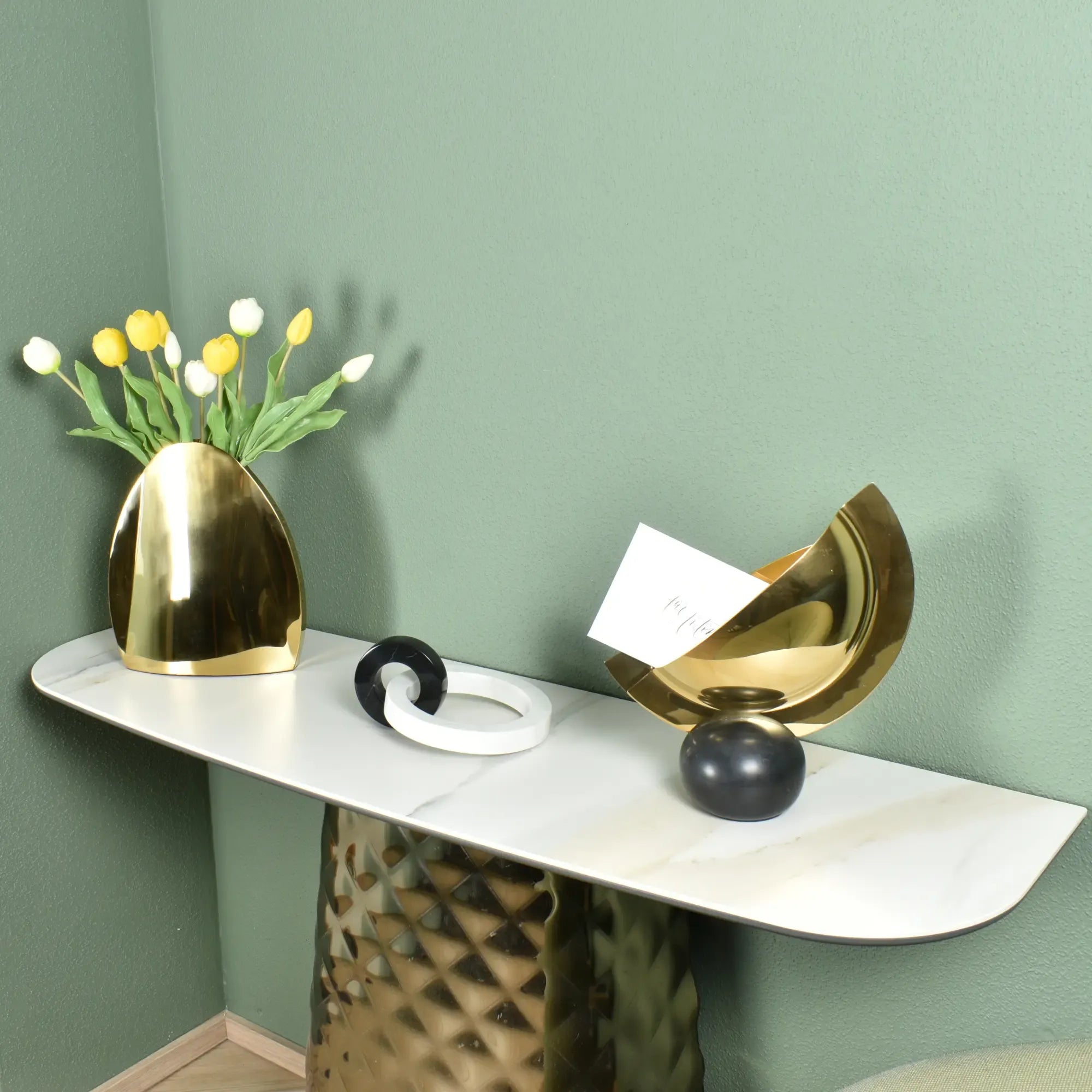 Dekoschale - Tafelaufsatz - Dekoschale auf Marmor Tischvase auf Marmor Mezzaluna