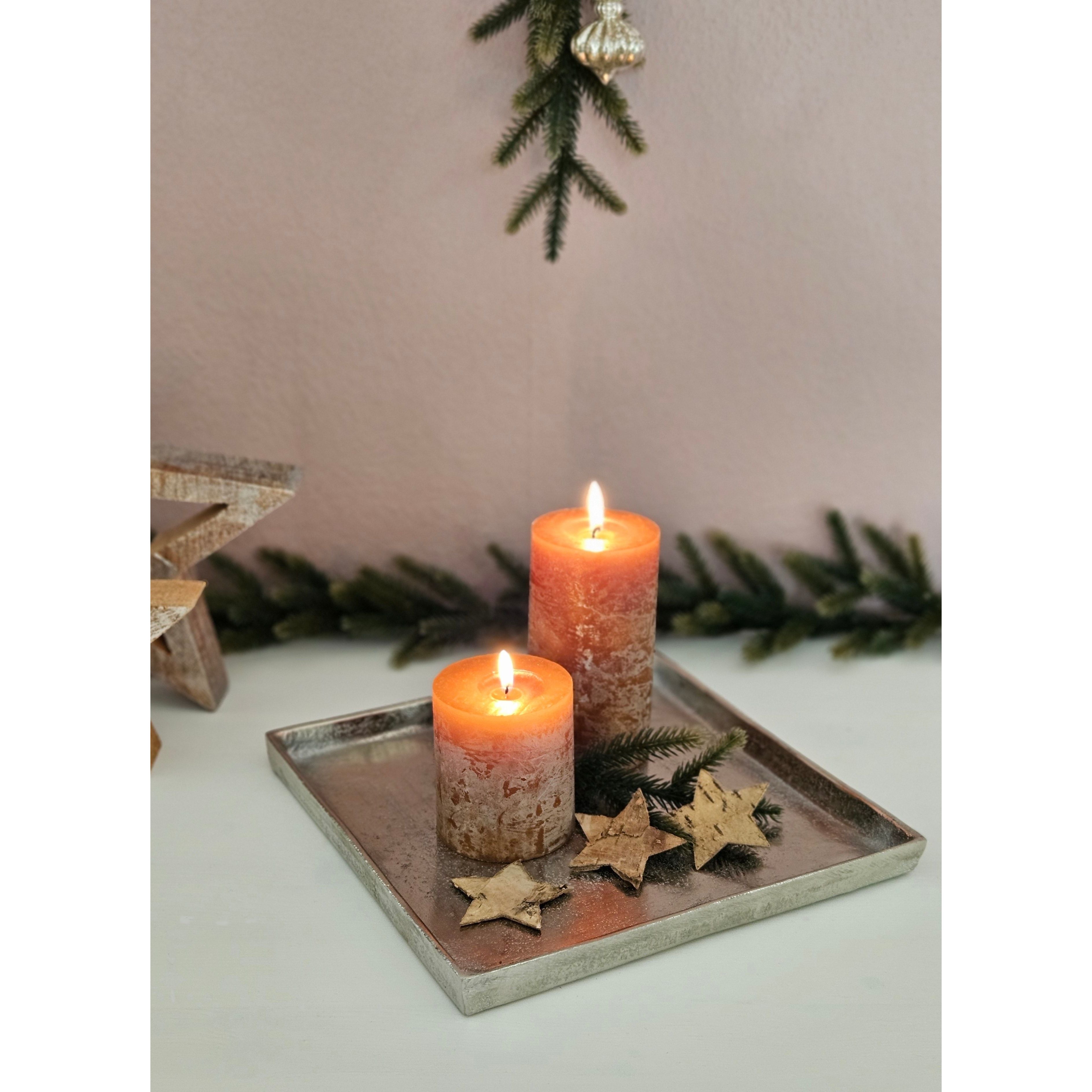 Dekoteller / Tablett 25×25 cm – Massive Metallschale in Silber für Tischdeko