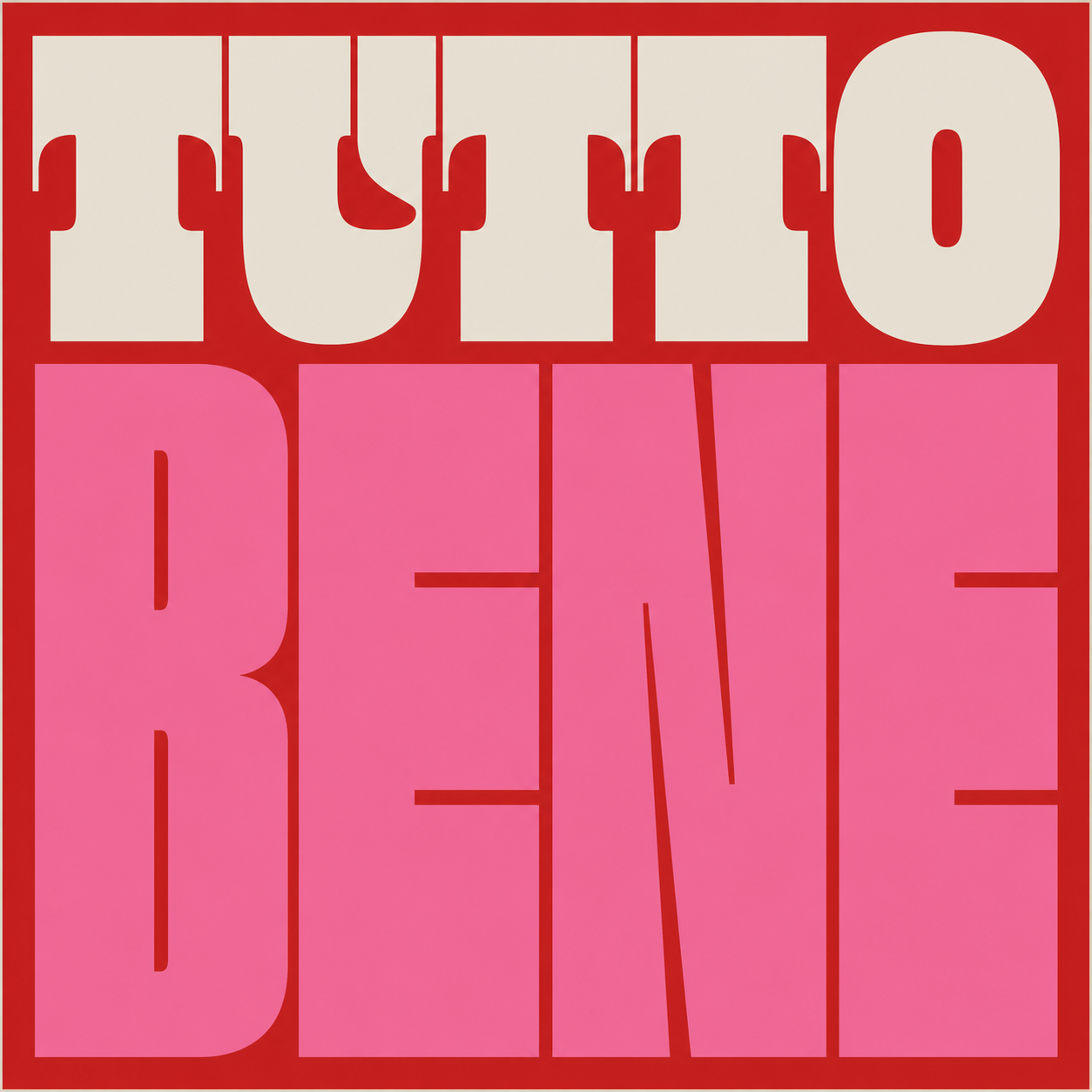 Grafik des Motivs „Tutto Bene“ für ein kleines Kunstwerk auf Travertin von Candelae
